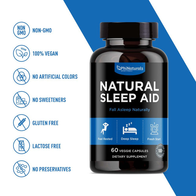 Natural Sleep Aid (Pack of 3) Capsules Supplement by Phi Naturals