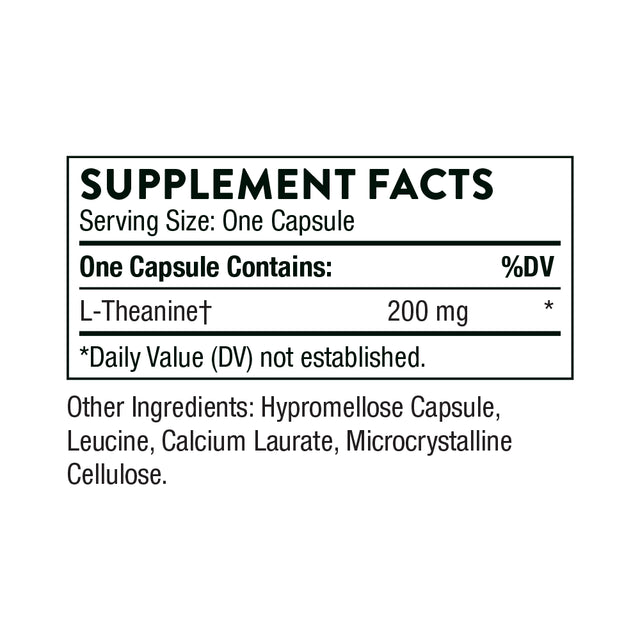 Thorne Theanine, 200Mg of L-Theanine, Support a Healthy Stress Response, Relaxation, and Focus, Increases Brain Alpha-Wave Production, 90 Capsules