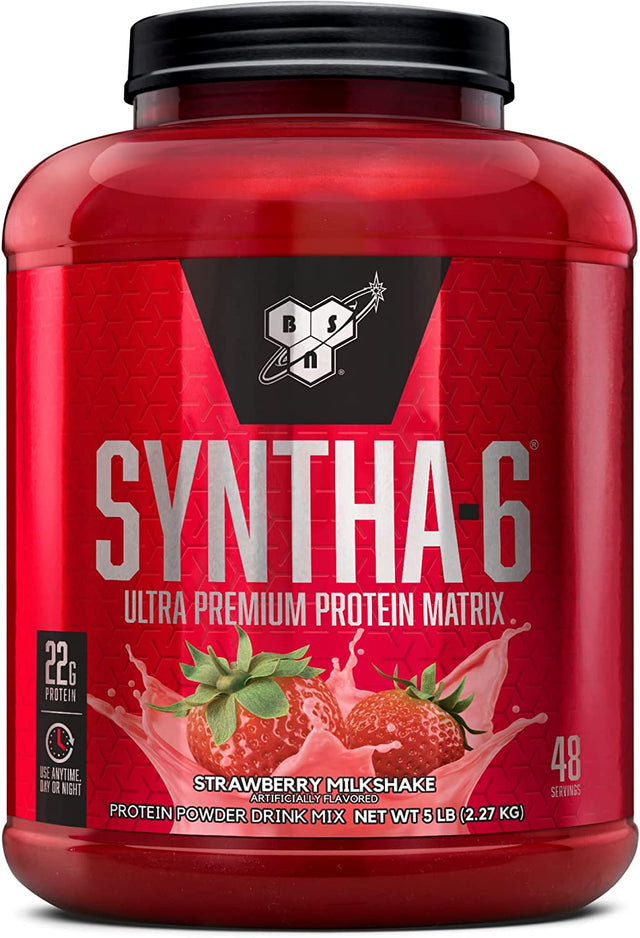 BSN SYNTHA-6 Whey Protein Powder with Micellar Casein, Milk Isolate, Strawberry Milkshake, 48 Servings (Packaging May Vary)