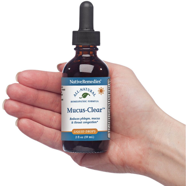 Native Remedies Mucus-Clear - Natural Homeopathic Formula for Symptoms of Throat Congestion and Excessive Mucus and Phlegm - Temporarily Clears Excess Mucus in Throat and Lungs - 59 Ml