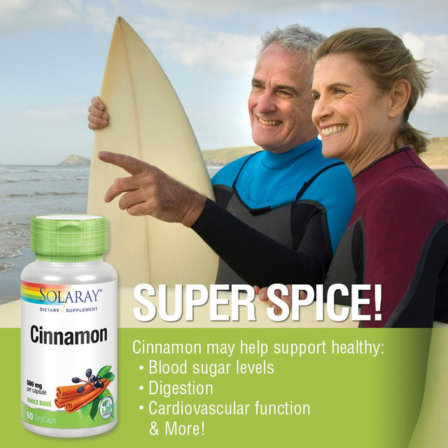 Solaray Cinnamon Bark 1000 Mg | Healthy Digestive Function & Healthy Blood Sugar Support | Antioxidant | 60 Vegcaps