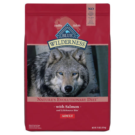 Blue Buffalo Wilderness High Protein Salmon Dry Dog Food for Adult Dogs, Grain-Free, 11 Lb. Bag