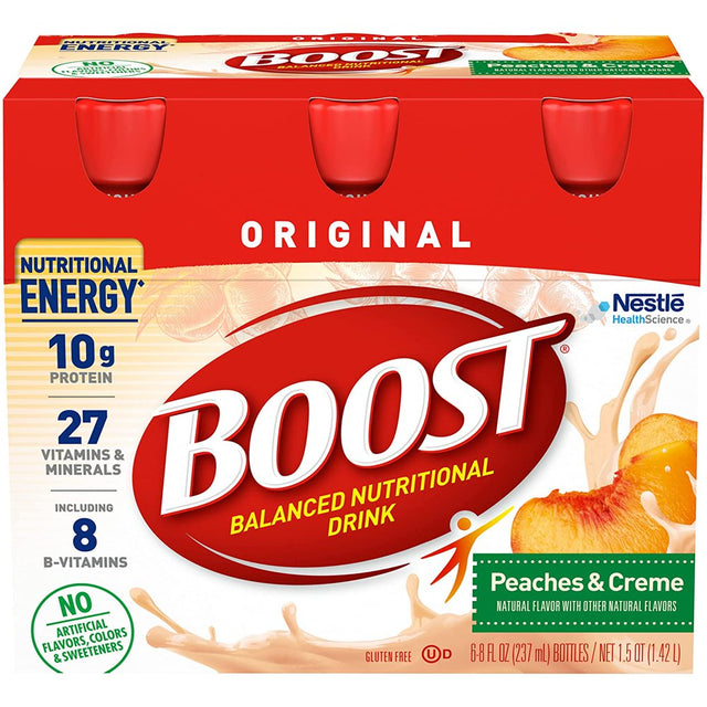 Boost Original Complete Nutritional Drink, Peaches & Creme, 8 Oz, 6 CT (Pack of 1)