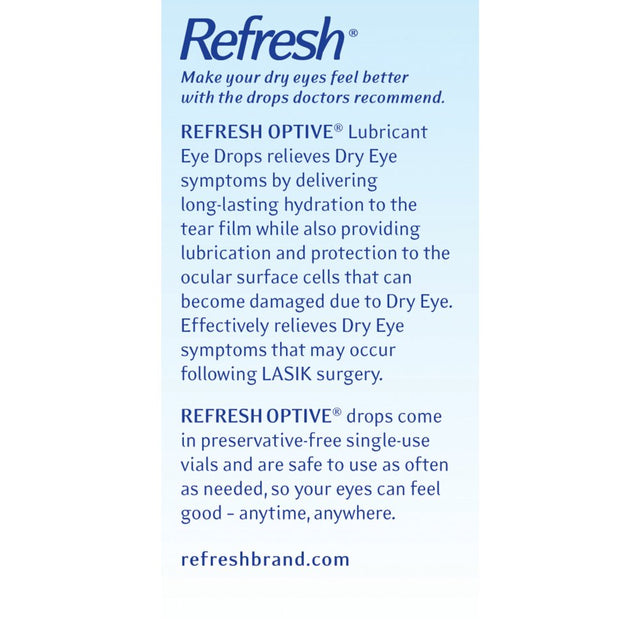 Refresh Optive Lubricant Eye Drops Preservative-Free Tears, 0.4 Ml, 30 Count