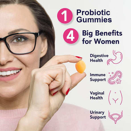 Yobalty Vegan Probiotic Gummies, Promote Vaginal Health, 5B Cfus, Sugar-Free, Digestive Support 60Ct