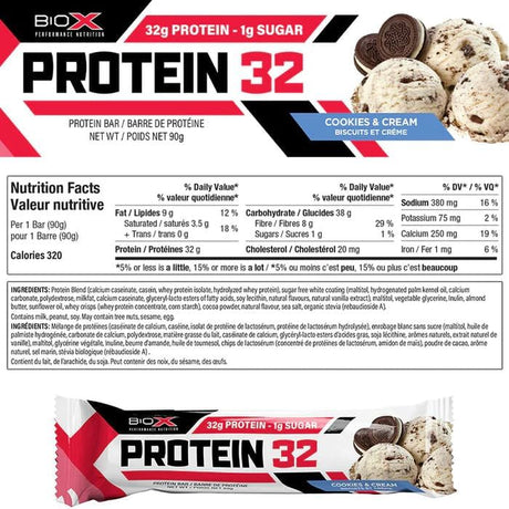 Biox Performance Nutrition Protein 32 Bars 1-82G Bar - Cookies N Cream