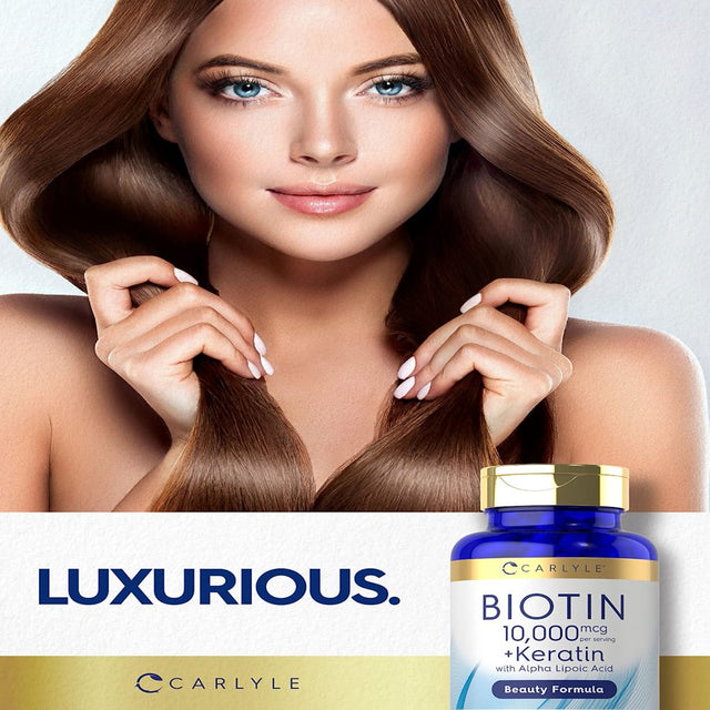 Biotin 10,000Mcg | 150 Capsules | Beauty Formula with Keratin | by Carlyle