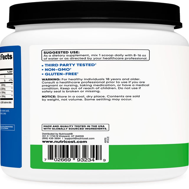 Nutricost BCAA Powder 2:1:1 (Green Apple) 1 Kg - Amino Acid Supplement