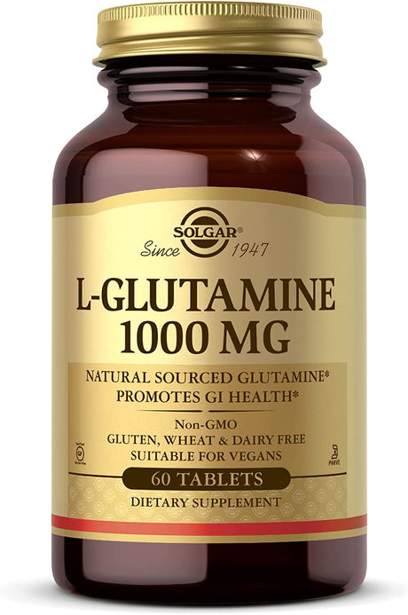 Solgar L-Glutamine 1000 Mg, 60 Tablets - Natural Muscle Food - Promotes Gastrointestinal (GI) Health - Supports Brain Health - Non-Gmo, Vegan, Gluten Free, Dairy Free, Kosher - 30 Servings