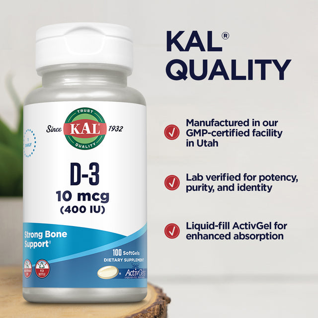 KAL D-3 400IU Activgels 400Iu 100Ct