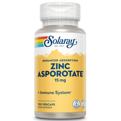 Solaray Zinc Asporotate 15Mg Chelated Complex | Immune & Endocrine Support, Cell & Skin Health Formula, 100 Vegcaps