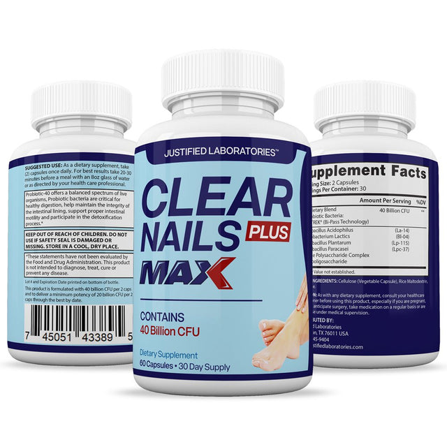 Clear Nails Max 40 Billion CFU Probiotic Nail Support 60 Capsules