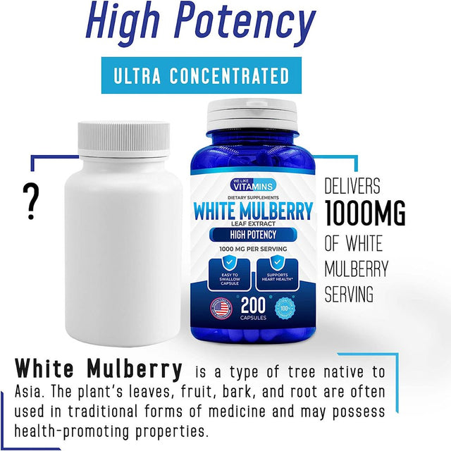 We like Vitamins White Mulberry Supplement Blood Sugar Support Appetite Suppressant 200 Capsules