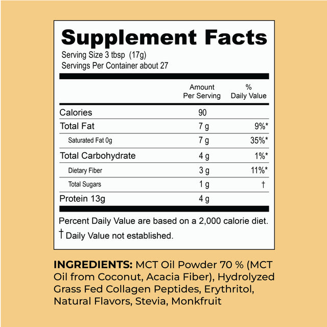 Left Coast Performance MCT Oil Keto Collagen Peptides Powder | Grass Fed Prebiotic Acacia Fibre, Vanilla, 16 Oz