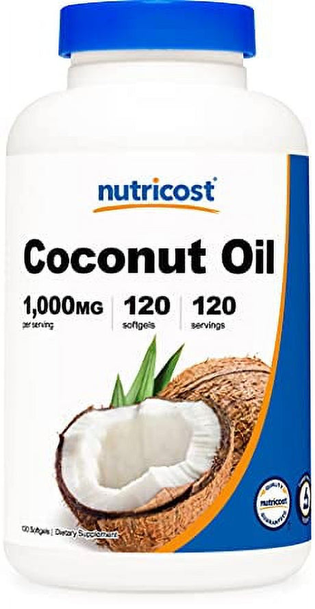 Nutricost Coconut Oil Softgels (1000Mg) 120 Softgels - Extra Virgin Coconut Oil - Gluten Free and Non-Gmo