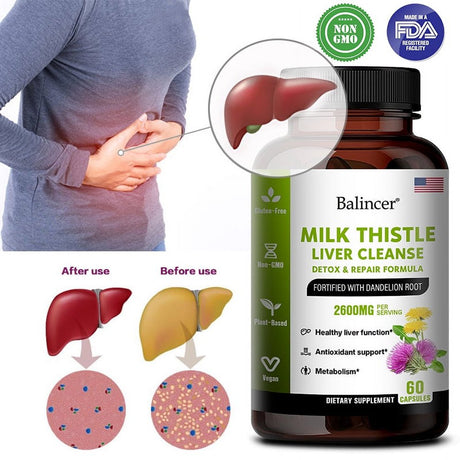 Balincer Liver Health Capsules – Liver Cleanse, Detox and Repair with Artichoke Extract, Milk Thistle, Dandelion Root, Zinc, Beetroot, Natural Nutrients