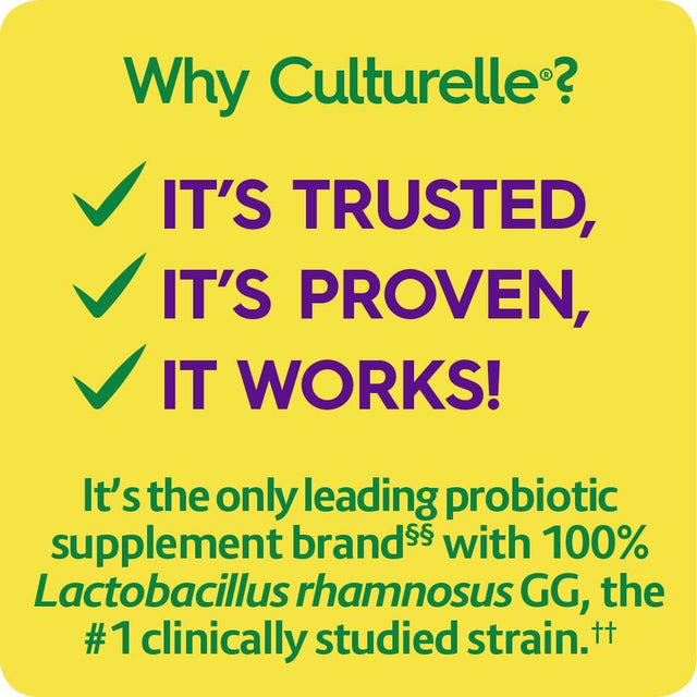 Culturelle Digestive Health Daily Probiotic Chewables, Probiotic for Men and Women, Most Clinically Studied Probiotic Strain, 10 Billion Cfus, Supports Occasional Diarrhea, Gas & Bloating