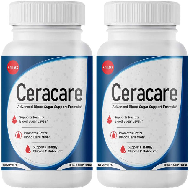 Ceracare - Advanced Blood Sugar Support Formula - Dietary Supplement Pills for Healthy Blood Sugar Levels - Promotes Better Blood Circulation and Healthy Glucose Metabolism - 120 Capsules (2 Pack)