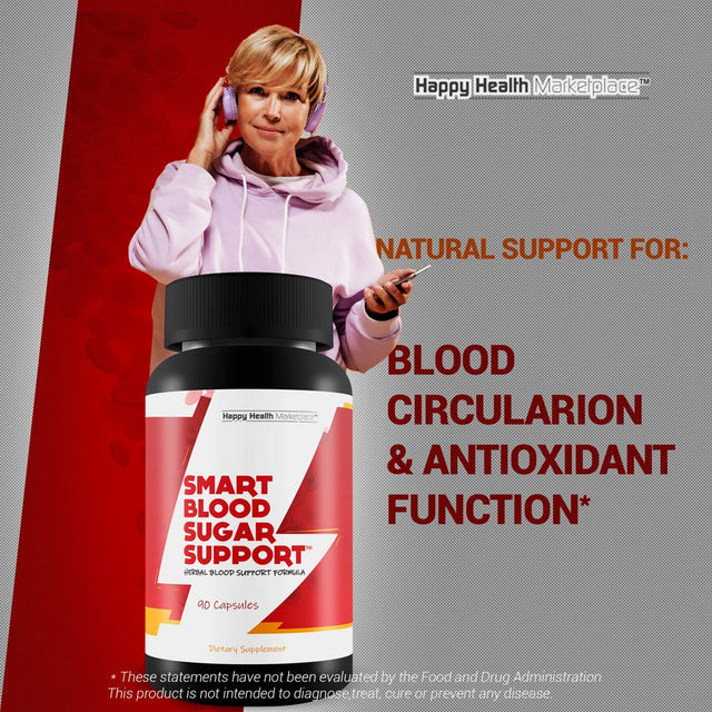 Smart Blood Sugar Support - Blood Sugar Support Supplement & Herbal Blood Support Formula - Balanced Sugar Support Healthy Blood Blend - Blood Health