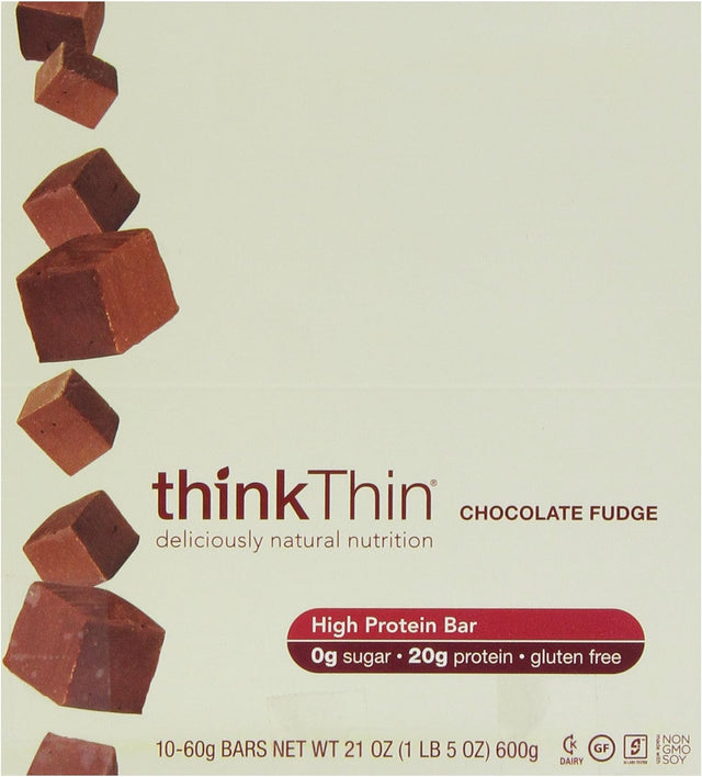 Thinkthin Protein Bar, Gluten Free Chocolate Fudge, 10 Count