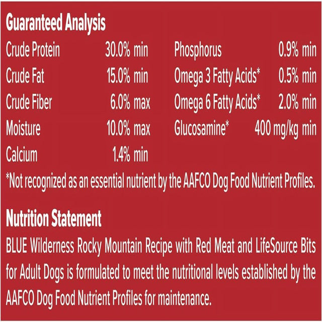 Blue Buffalo Wilderness Rocky Mountain Recipe High Protein Natural Adult Dry Dog Food, Red Meat with Grain 24 Lb Bag