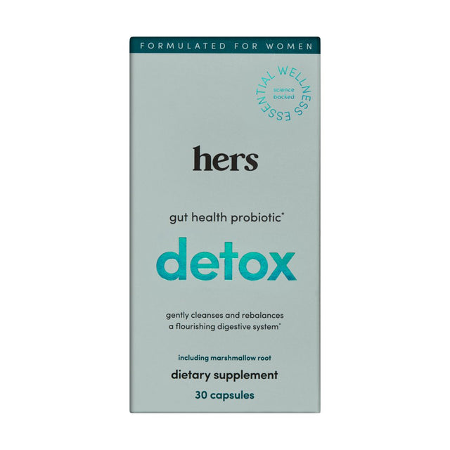 Hers Detox Gut Health Probiotic Supplement with 5 Enzyme Blend for Women, 30 Count