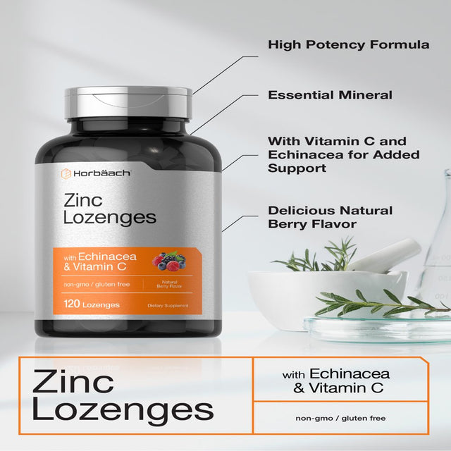 Zinc Lozenges | 120 Count | Natural Berry Flavor | by Horbaach