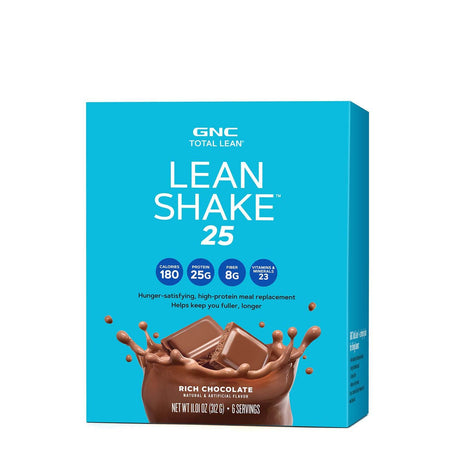 GNC Total Lean | Lean Shake 25 Packets | Individually Packaged High-Protein Meal Replacement Shake | Rich Chocolate | 6 Servings