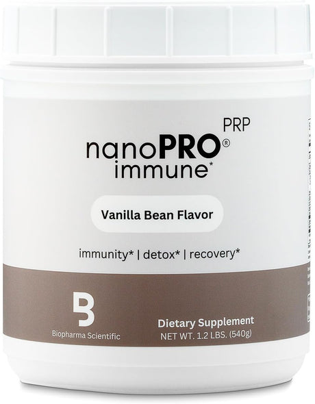 Biopharma Scientific Nanopro Immune: Whey Protein Powder for Immune Support & Exercise Recovery with Colostrum, Glutathione, Proline Rich Polypeptides, Vanilla Bean Flavor, 30 Servings