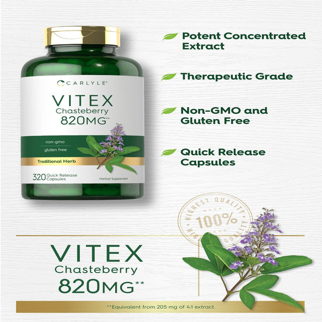 Vitex Chasteberry Supplement | 820Mg | 320 Capsules | by Carlyle