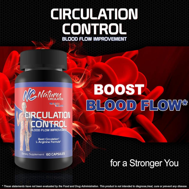 Circulation Control - Blood Flow Improvement - Body & Leg Circulation Supplements - Blood Circulation Supplement - L-Arginine Formula for a Circulation Boost - Poor Circulation Supplements