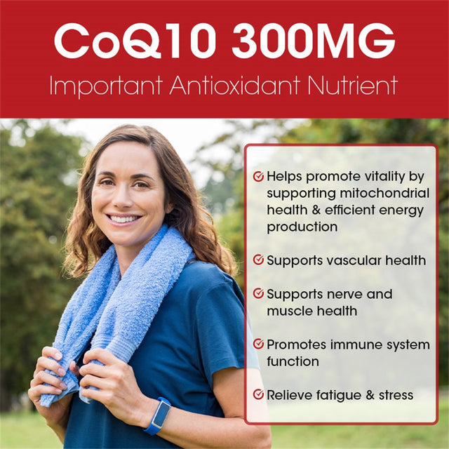 Bbeeaauu Natural Coenzyme Q10 Antioxidant Supplement 300Mg for Heart, Brain, Immunity & Liver Support - 120 Capsules