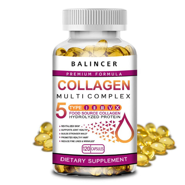 Multi Collagen Pills (Types I-II-III-V-X) Pure Hydrolyzed Collagen Protein Peptides-Collagen Supplements for Women and Men-Anti-Aging Collagen for Skin, Hair Growth Nails Joints-60Capsules