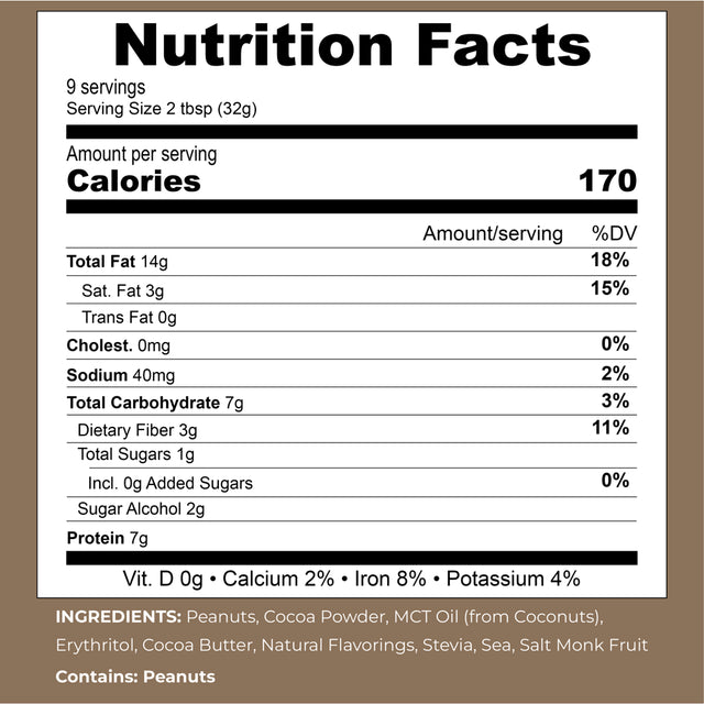 Left Coast Performance Keto MCT Peanut Butter Chocolate Flavor Coconut Almond Oil Spread - 10 Oz