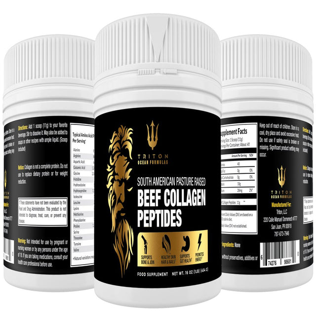 Beef Collagen Protein Powder Supplement | South American Green Pasture Raised Cattle | the Finest Triton Ocean Formulas