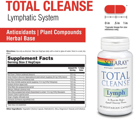 SOLARAY Total Cleanse Lymph Vcapsules 60 Count