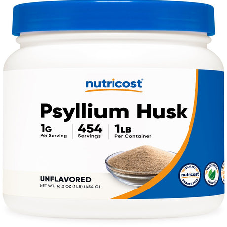 Nutricost Psyllium Husk Ground Powder (1Lbs) - Gluten Free and Non-Gmo Supplement