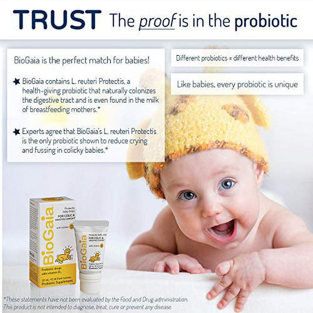 Biogaia Protectis Probiotics Drops with Vitamin D for Baby, Infants, Newborn and Kids Colic, Spit-Up, Constipation and Digestive Comfort, 10 ML, 0.34 Oz, 1 Pack