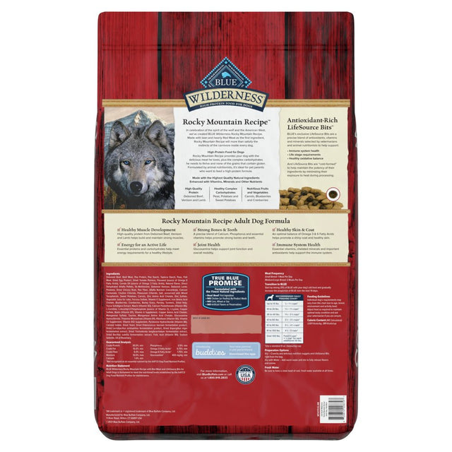 Blue Buffalo Wilderness Rocky Mountain Recipe High Protein Red Meat Dry Dog Food for Adult Dogs, Grain-Free, 22 Lb. Bag