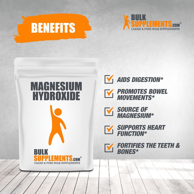 Bulksupplements.Com Magnesium Hydroxide Powder - Colon Support - Mild Laxative - Magnesium Supplement (250 Grams - 8.8 Oz)