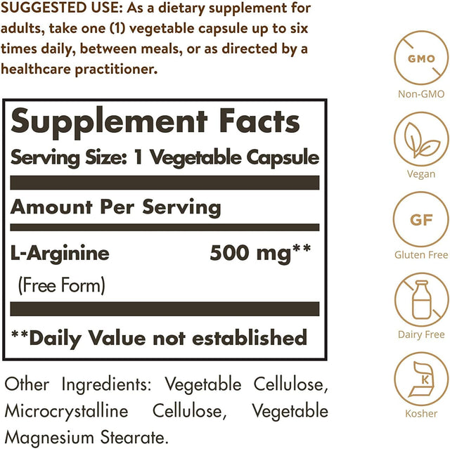 L-Arginine 500Mg 250 Vcaps 2-Pack