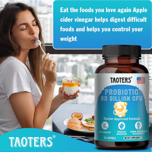 TAOTERS Probiotic Supplement - Gut Health Complex with Cranberry and Lactobacillus Acidophilus Probiotics for Women and Men - Supports Digestion, Immunity, Gut Health