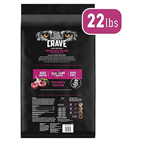 CRAVE Grain Free Adult Dry Dog Food with Protein from Lamb, 22 Lb. Bag