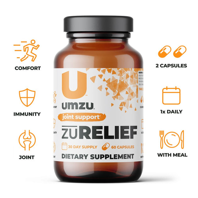 UMZU Zurelief - Comfort & Joint Health Supplement to Support Flexibility, Comfort, Mobility, Gut Health, Turmeric, B6, B12 - 60 Capsules - 30 Servings