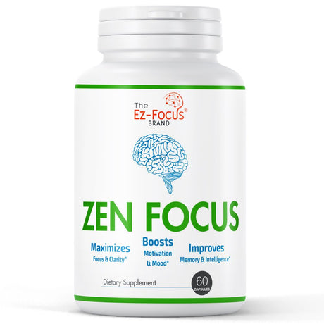 Zen Focus Brain Focus Supplement for Daily Complete Multivitamins for Men & Women, Brain Booster Supplements for Memory Focus & Clarity Nootropic Brain Function Booster 60 Pills