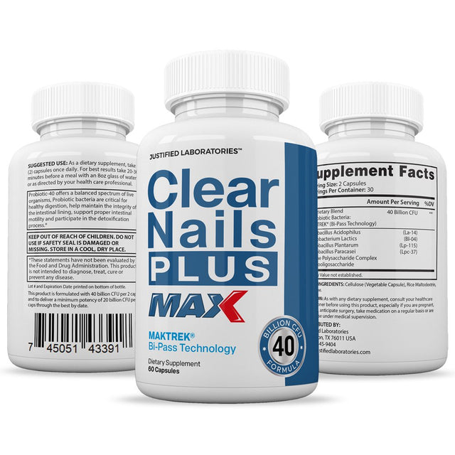 Clear Nails Max 40 Billion CFU Probiotic Nail Support 60 Capsules