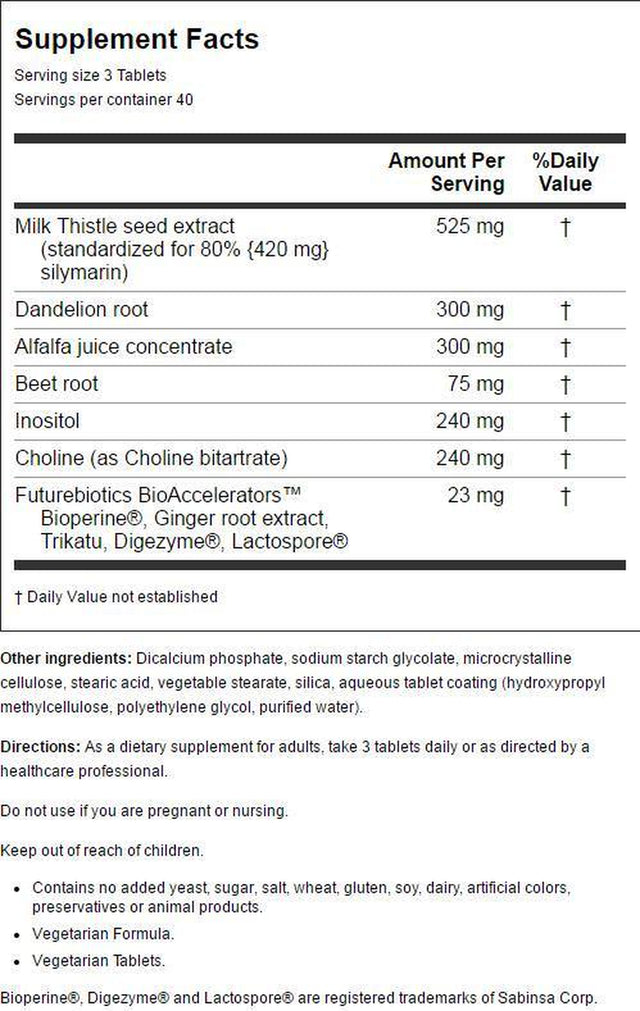 Futurebiotics Silymarin plus 120 Veg Tabs