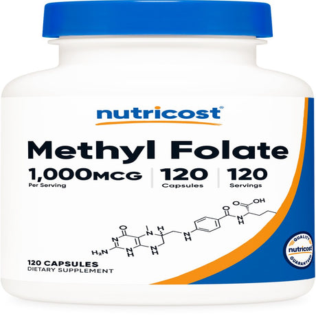 Nutricost Methyl Folate 1000Mcg, 120 Vegan Capsules - Non-Gmo Supplement