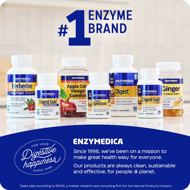 Enzymedica Digest Gold + Probiotics, 2-In-1 Formula for Gut Health, Digestive Enzymes & 1.5 Billion Active Probiotic Cultures, 90 Count