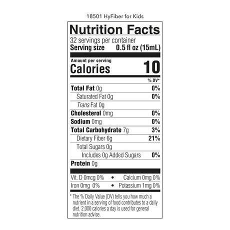 Hyfiber Liquid Fiber for Kids in Only One Tablespoon, Supports Regularity and Softer Stools, FOS Prebiotics for Gut Health, 6 Grams of Fiber, 32 Servings per Bottle (6 Bottles)